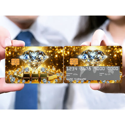 1pc of 4 sheets " and Golden Bar" fun credit card ultra-thin vinyl Light Beige stickers, suitable for credit cards, debit cards, transit cards, key cards. bank card protection with ultra-thin, High Quality, scratch-resistant,
