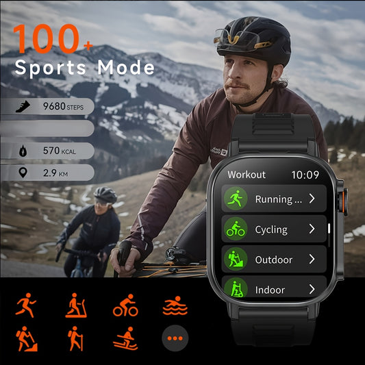LIFEBEE New Smart Watch Full Screen Smartwatch Wireless Calling with Automatic Motion Recognition 100+ Sports Modes, Sports Watch 630mAh USB Rechargeable Battery, Step Counter, Compass Ideal for Outdoor Enthusiasts, Men & Wom