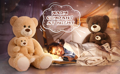 MaoGoLan Giant Teddy Bear Mommy And Baby Bear Soft Plush Bear Stuffed Animal for Teddy Bear Baby Shower, Tan, 39 Inches,  Cute Stuffed Animal, Huggable Plushie, Cozy Plush, Highquality Stuffing, Large Teddy Bear, Animal Lover