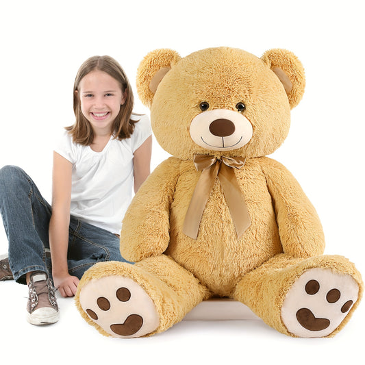 MorisMos Giant Teddy Bear Stuffed Animal 4ft, Big Teddy Bear Plush For Shower, Life Size Stuffed Bear Gifts For Kids, Girls, Girlfriend, Women On Valentine, Christmas, Birthday, Light Brown