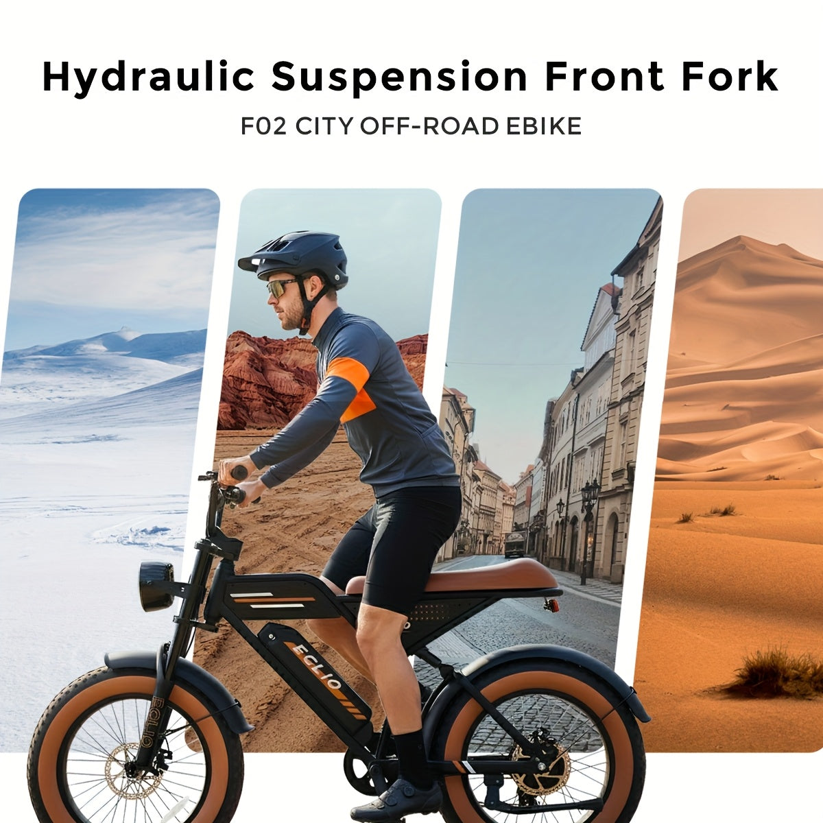 ECLIO F02 Electric Bike For Adults, 749W Peak Motor, 20MPH, 20"×4" Fat Tire Ebike With 48V13Ah Battery, Aluminium Electric Dirt Bike For All Terrain, Dual Suspension And Hydraulic Brakes, Electric Bike For Adults