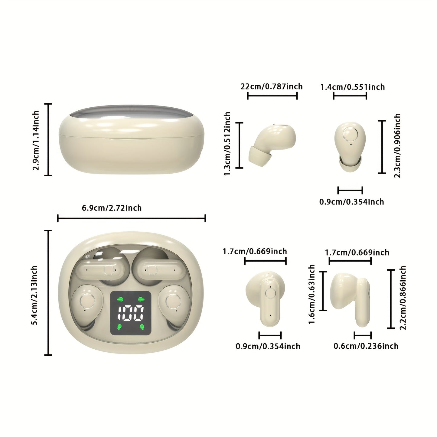 Ultra Small Mini Sleep, Short Handle Sports Wireless Earphones, HiFi Bass Stereo Dual Sound Quality 5.4 Wireless Earphones, Comfortable Noise Reduction Wearing, High-definition Digital Display With Microphone, Ultra Long Stan