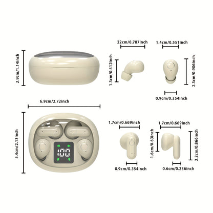 Ultra Small Mini Sleep, Short Handle Sports Wireless Earphones, HiFi Bass Stereo Dual Sound Quality 5.4 Wireless Earphones, Comfortable Noise Reduction Wearing, High-definition Digital Display With Microphone, Ultra Long Stan