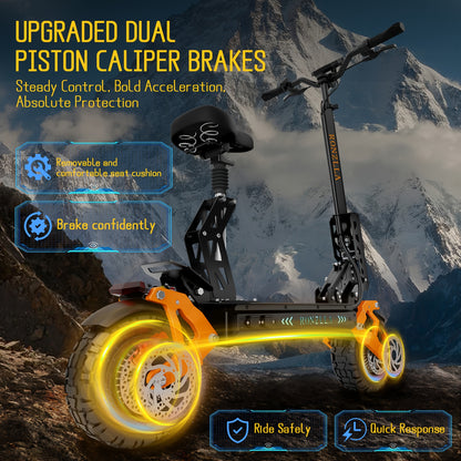 Fast Electric Scooter 60V 28.8A, 749W Dual Motor System for Unbeatable Speed, 60 Miles Long Range, Off Road All Terrain 11 Inch Tires, Full Suspensions & Seat, A True Hyper Scooter And One Of The Fastest Heavy Duty E-scooter