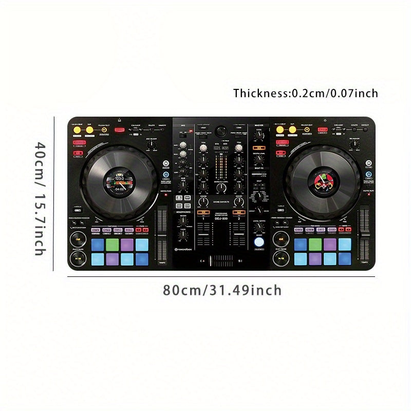 Extra-Large DJ Mixer Gaming Desk Mat - 35.4"x15.7" (90x40cm) Non-Slip Music Production Station with DJ Equipment Layout, Keyboard & Mouse Pad for Home Studio, DAW Control, Ideal Gift for DJs & Music Producers - Vibrant DJ Set