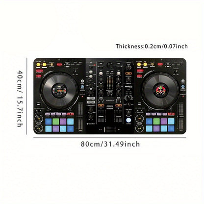 Extra-Large DJ Mixer Gaming Desk Mat - 35.4"x15.7" (90x40cm) Non-Slip Music Production Station with DJ Equipment Layout, Keyboard & Mouse Pad for Home Studio, DAW Control, Ideal Gift for DJs & Music Producers - Vibrant DJ Set