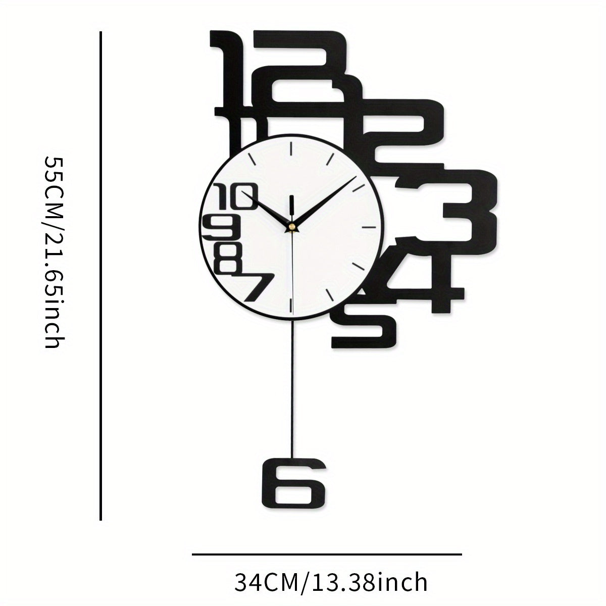 1pc Modern Minimalist Creative Metal Wall Clock, Silent Non-Ticking, Irregular Shape, Digital Display, AA Battery Powered, with No Battery Included, for Living Room, Kitchen, Bedroom, Dining Room, and Office Decor, Ideal for