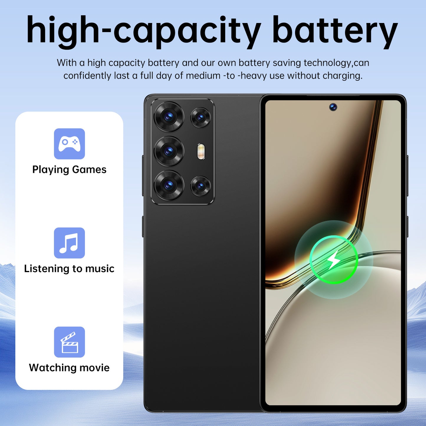 2026 New S25 Intelligent Android Phone | 6.8-inch/3.5-inch, 5G Unlocked Large Screen, Dual 13MP+48MP Camera, USB Type-C Charging, Dual SIM Slots, Includes Stylus, Headphones, Data Cable, Phone Case, Screen Protector | Ideal f