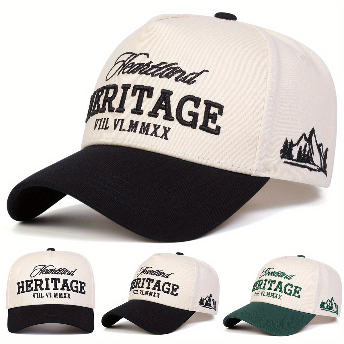 Men'S Heritage Heritage Baseball Cap - Adjustable Snapback, Lightweight Polyester, 5-Sided Design with Embroidery, Ideal for Spring & Autumn Outdoor Activities, Beach Vacations, and Casual Wear, Casual Cap | Embroidered Cap |