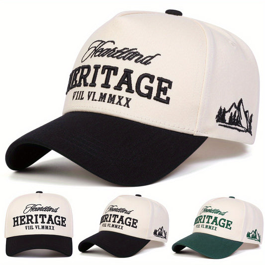 Men'S Heritage Heritage Baseball Cap - Adjustable Snapback, Lightweight Polyester, 5-Sided Design with Embroidery, Ideal for Spring & Autumn Outdoor Activities, Beach Vacations, and Casual Wear, Casual Cap | Embroidered Cap |