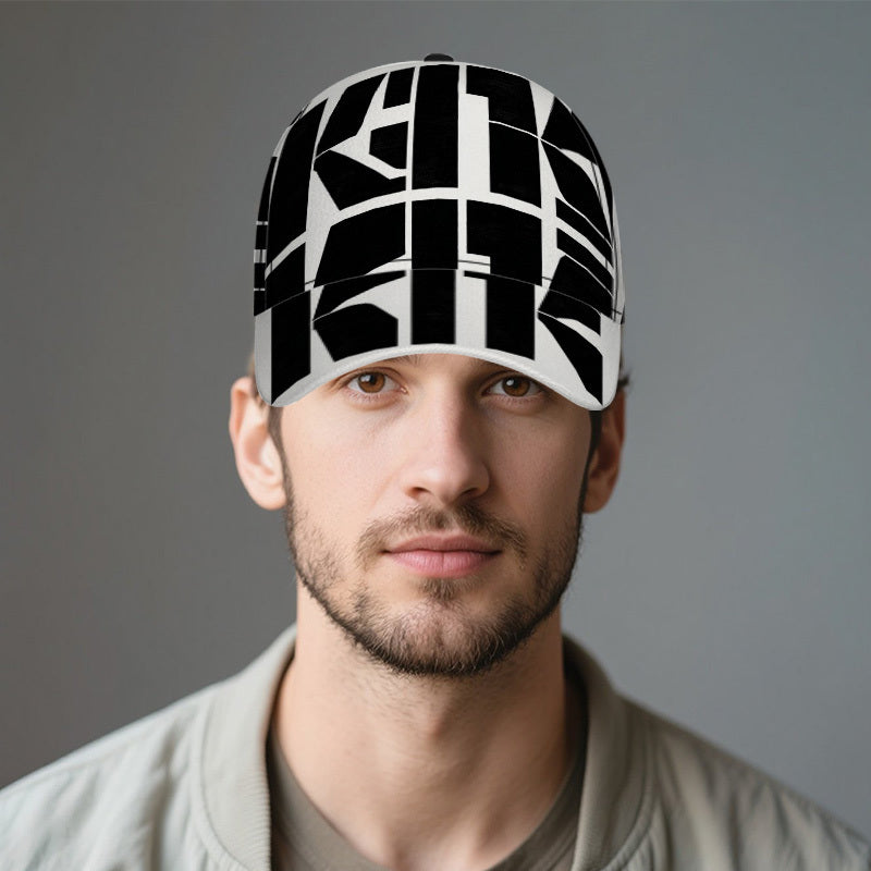 1pc Bold 2D All-Over Print Adjustable Snapback - Funky Full-Body Baseball Hat with Bold Text Design, Adjustable Strap for Sports, Running, Gym & for halloween/Christmas/Thanksgiving Events - Polyester Casual Streetwear Access