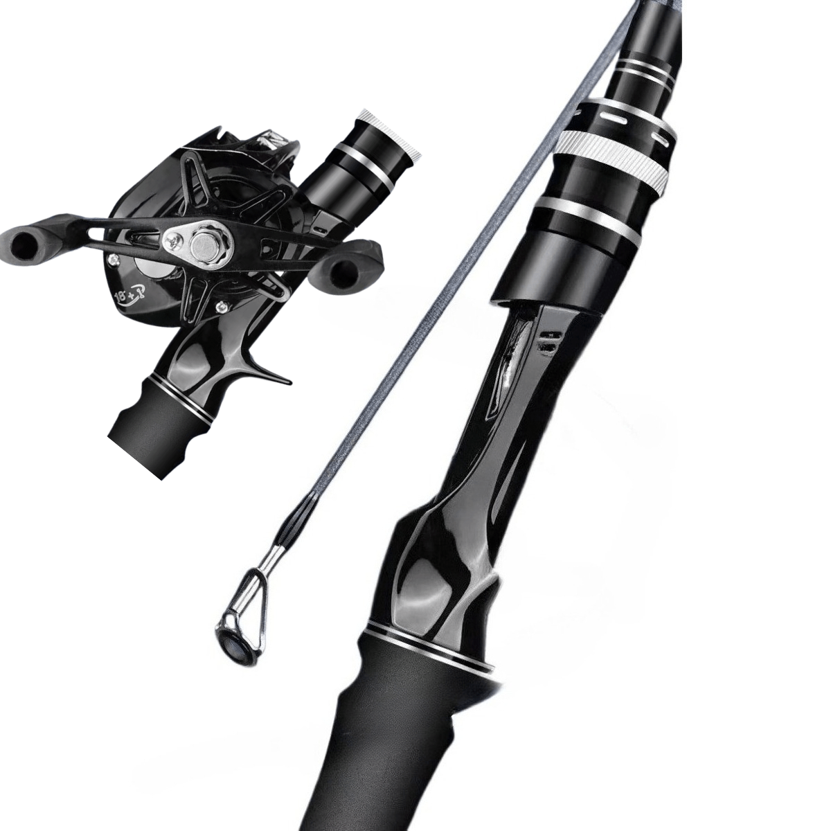 Black Fishing Rod Set - Carbon Fiber Rod and Aluminum Alloy Fishing Reel Combo - 64.96/ 70.86 Inches - 7.2:1 Speed Ratio - Fast Fish Retrieval - Super Strong Braking Force - A Great Gift for Outdoor Fishing Enthusiasts, Light