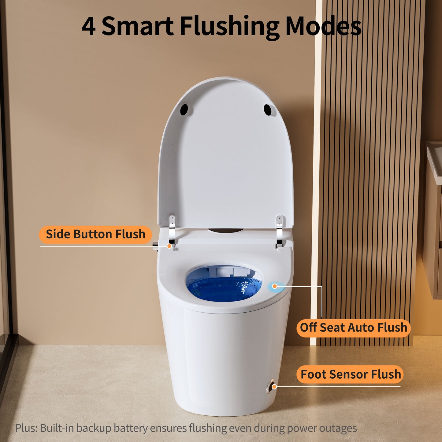 This Integrated Smart Toilet Features a Heated Seat, Night Light, Multiple Cleaning Functions, a Dual Flush System with Various Washing Modes, a Detachable Spray Wand, Drying Function, Automatic Lid Lift, Bathroom Slow-Close