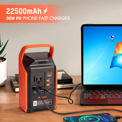80W/200W Portable Solar Generator with 21W/40 Solar Panels, 83Wh/99Wh/148Wh Battery Power Station for Outdoor Lights, Camping Tents, Home Use, CPAP, Fans, Laptops, and Emergency Situations – Includes AC & DC USB Ports