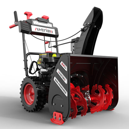 24-Inch 7.0HP Two-Stage Snow Blower Gas Powered with Electric Start, Self-Propelled Drive, LED Headlight, 13" Snow Tires, Black Friday Sale