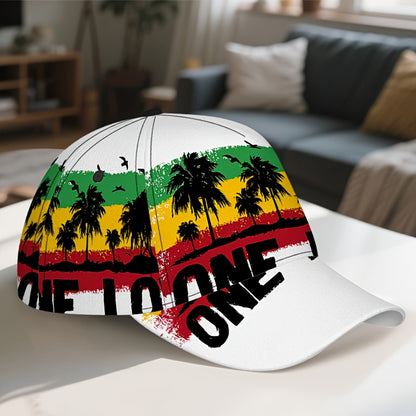 1pc 2D Reggae Vibes One Love Print  Hat - Adjustable Snapback with Full-Body Vibrant Print, Perfect for Sports, Running & Outdoor Street Fashion.