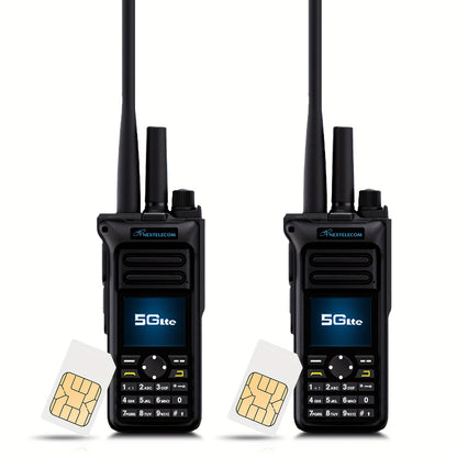 GT-10 Dual Mode 5G/UHF Walkie Talkie with SIM Card Unlimited Range Cellular Network PoC Two Way Radio Dual PTT GMRS FM 8000mAh AES256 Repeater Type-C Charging MON