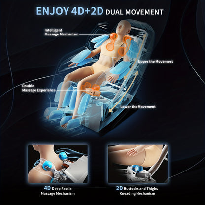 Three Colors Black, Beige, And Gray 4D & 2D Dual-Mechanism Massage Chair Full Body 2025 4D Massage Chair Full Body Zero Gravity Massage Chair With Voice Control
