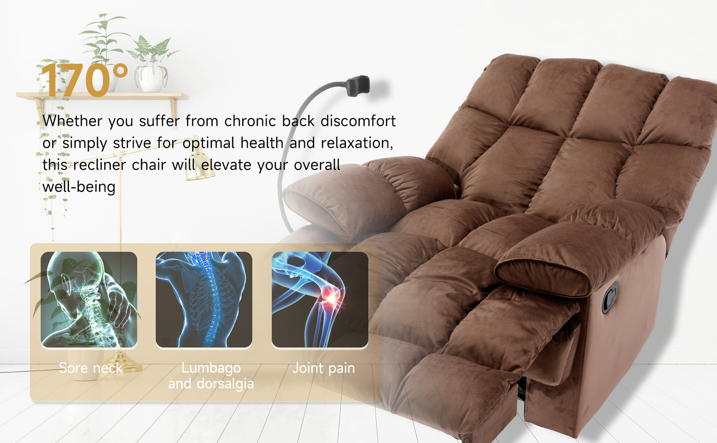 Chizzysit 2 Pack Manual Recliner Chair, Oversized Reclining Chair, Velvet Comfortable Recliner Chairs for Adults with Soft Overstuffed Arms And Back, Heavy Duty Reclining Chair for Living Room, Ergonomic Single Sofa Chair, So