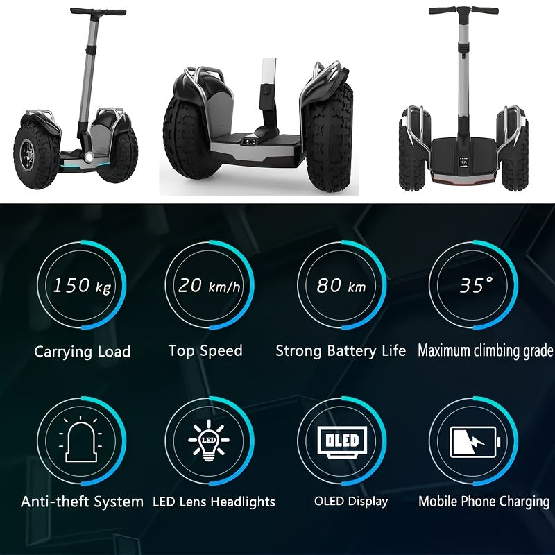 X60 Plus 12.5 Mph Off-Road Smart Self-Balancing Electric Scooter | 19 Inch All Terrain Tires, Up to 50 Miles Range, Powerful Motor, Intelligent Lighting