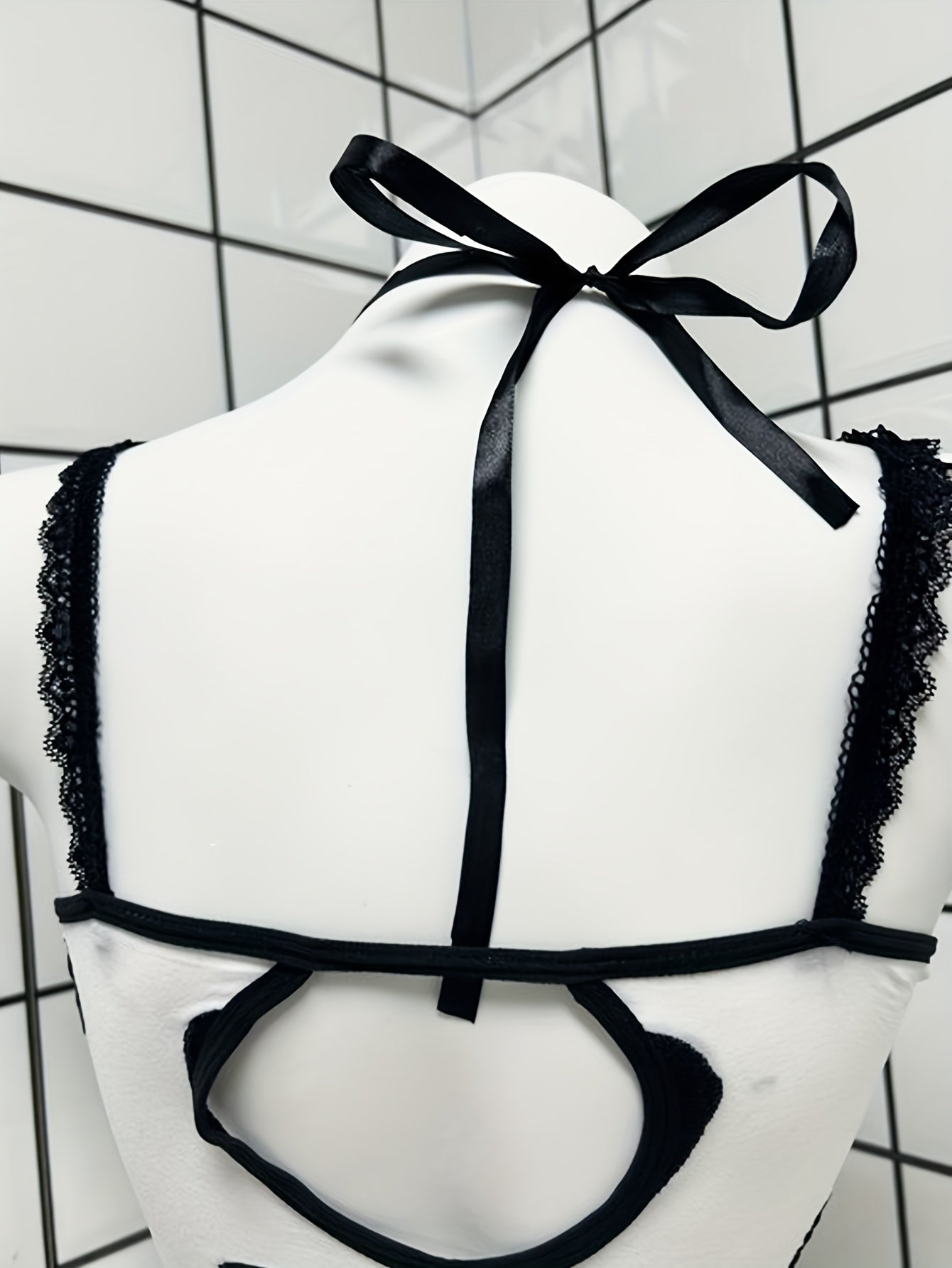 Sexy Sheer Translucent Jumpsuit Suit - Elastic Bodysuit with Matching Shorts & Pantyhose, Headband Bow Suspender Belt - 5pcs Outfit for /, Costumes for halloween, Christmas Parties, Year-Round Wear (Novelty)