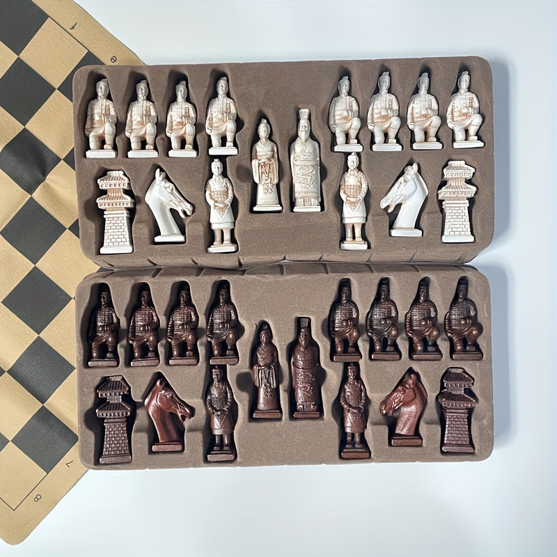 Super large chess deliberately made old character shape Cotta Warriors weighted chess board 43cm/16.93inch creative entertainment games Christmas various holiday gifts