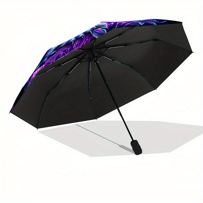 Stitch Night 2 Automatic Umbrella with Stitch Design - Auto Open/Close, Compact Folding Umbrella, Sturdy 8-Rib Iron Frame, Portable Travel Umbrella for Women/Men, Cute Stitch Character Accessory for Fans, Everyday & Special E