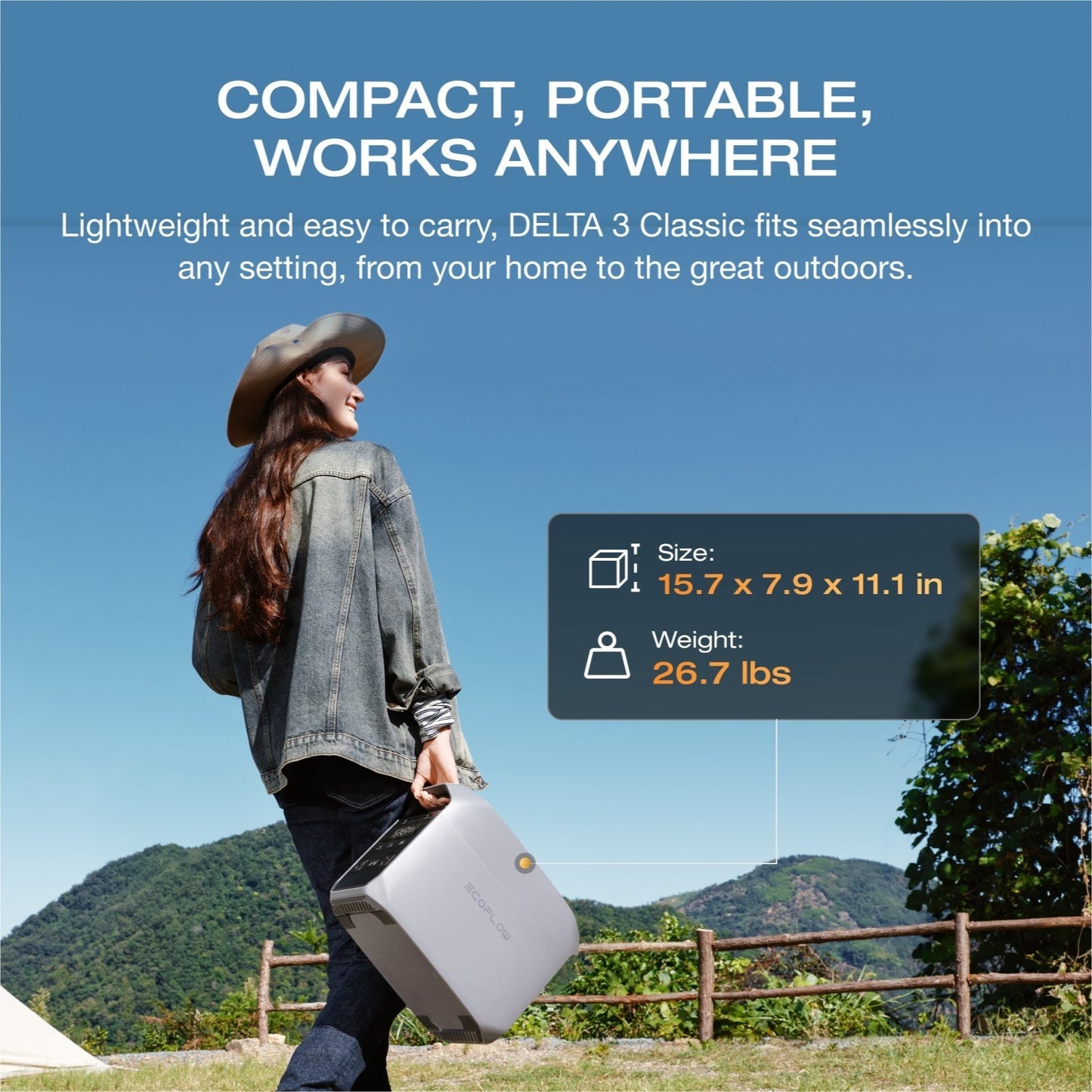 EcoFlow Portable Power Station DELTA 3 Classical (160W Solar Panel SKU Optional), 1024Wh LiFePO4 Battery, 1800W AC Output with X-Boost technology, 1 Hr Fast Charge, Solar Power Bank For Home or Outdoors Use