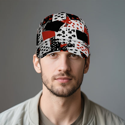 1pc Card Chaos Print Classic Baseball Cap - Lightweight Adjustable Duckbill Hat with Playing Card Symbols (Hearts, Spades,), Breathable Textile Fabric for Casual & Outdoor Activities, Mixed Colors, Adjustable Baseball Cap, Le