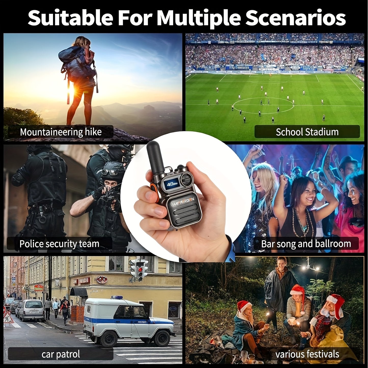 Global Walkie Talkie 4G LTE, UltraCompact, Long Standby, USB Charge, Group & Private Calls, LED Flashlight, Headset Jack Ideal for Office Business, Security, Warehouse, And Recreation, 2G/3G/4G/5G Cellular Network Capabilitie