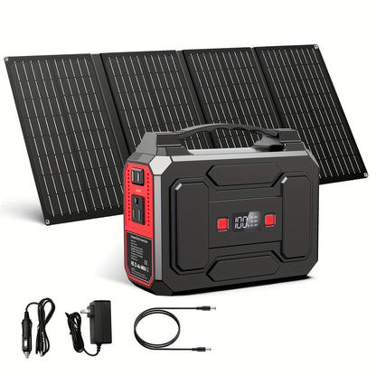 300W/100W Portable Power Station Solar Generator, (Solar Panel Optional), 146Wh/260Wh/296Wh High Capacity Battery Pack, With 2x 110V AC Outlet, DC USB C Port, LED Light, Power Bank For Outdoor Camping Hiking Road Trip Cycling