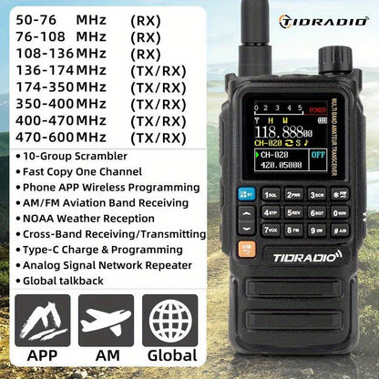 TIDRADIO H3 PLUS | Ham Radio Multi-Band Two-Way Radios with AM/FM & Wireless Headset Compatibility | 5000km Long Range Walkie Talkies for Camping & Emergency, Longrange Radios, Outdoor Communication, Portable Radio, Handheld