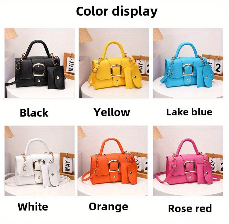 [Square Crossbody Bag] Women'S Small Square Crossbody Bag - Lightweight Synthetic Purse with Snap Closure, Compact Everyday & Formal Bag in Orange, Pink, Blue, Yellow, White, Black - Minimalist Chic Handbag for Women, Crossbo
