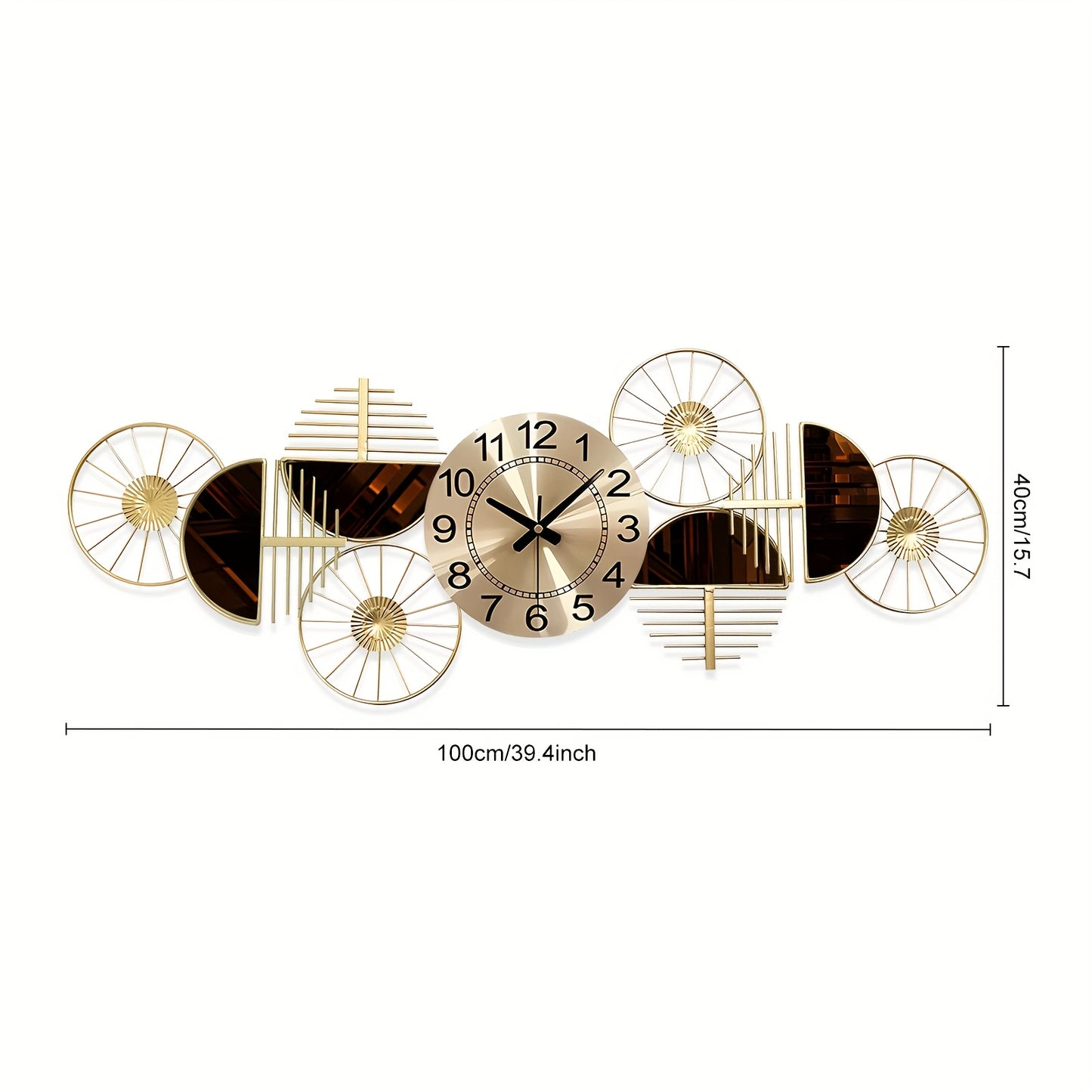 39 X 16 Inch Large Metal Wall Clock Decorative 3D Metal Wall Art Clock For Living Room Bedroom Creative Modern Big Wall Clock Decor Silent No-Ticking - Perfect Gift For Housewarming & Home Decor Enthusiasts