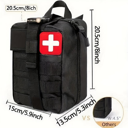 MOLLE System Survival & First Aid Kit - All-in-One Outdoor Emergency Gear with MOLLE-Compatible Backpack/Leg Strap Attachment, Heavy-Duty Supplies (Bandages, Tourniquet, Bleeding Control) for Camping, Hunting, Hiking -