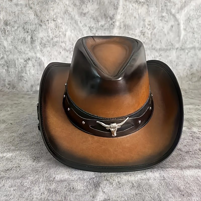 Spring And Summer Hat Men'S Large Rim Leather Sunscreen Sun Hat Riding Riding Hat Prairie Cowboy Hat Mongolian Hat