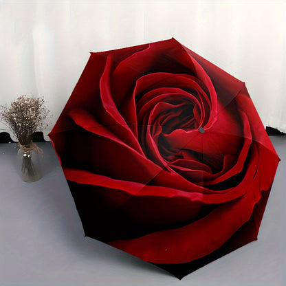 Red Rose (2) umbrella 8 frames automatic umbrella suitable for travel and daily use Christmas Halloween gift choice