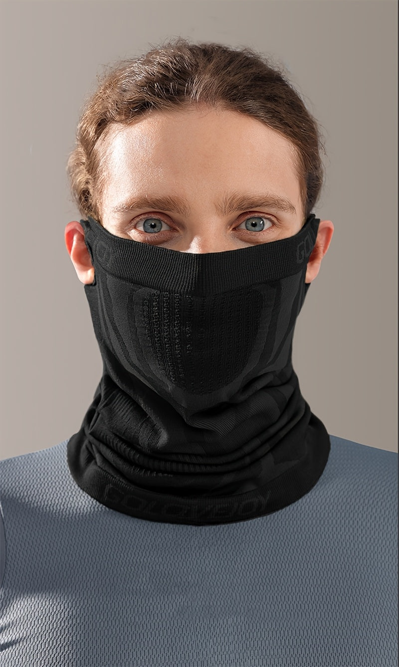 Unisex Face Mask Scarf Neck Gaiter, Breathable Elastic Soft Reusable Half-Face Mask, Black Ear-Loop Knitted Face Cover, Multi-Functional Headwear