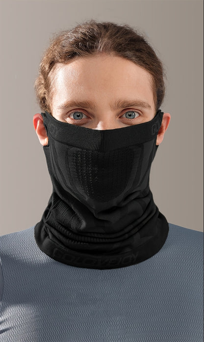 Unisex Face Mask Scarf Neck Gaiter, Breathable Elastic Soft Reusable Half-Face Mask, Black Ear-Loop Knitted Face Cover, Multi-Functional Headwear