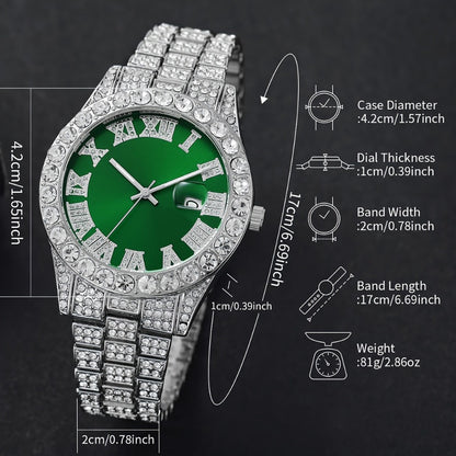 6pcs/ set Men Watch, Luxury Men Watches, Alloy Watch Strap Watch for Men, Quartz Watch, Calendar Adjustable, Work and Daily Decorationfor Casual Attire, Hristmas Present Halloween GiftIdeal Choice for Gifts Wrist Watch, Reloj