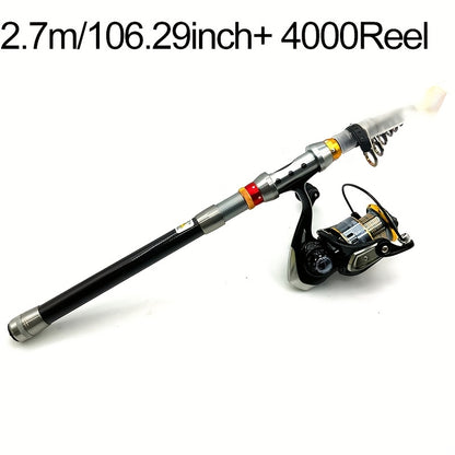 [GHOTDA Fishing Rod & Reel] GHOTDA Telescopic Fishing Rod & Reel Combo - 70-140 Inch Carbon Fiber, Lightweight, Adjustable, Medium-Fast Action, Super Hard, Freshwater & Saltwater, Spinning Technique, Portable, Foldable, Durab