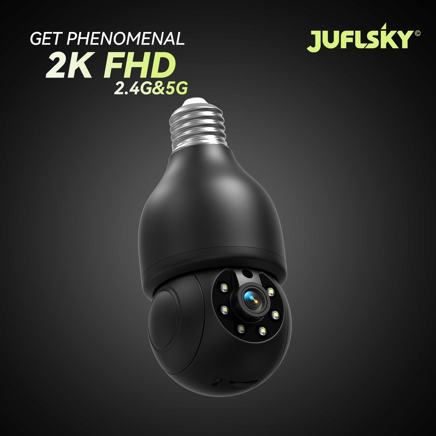 2K FHD Smart Bulb Security Camera - Wireless Indoor Light Socket Cam With 360° Panoramic PTZ, 5G/2.4G WiFi, Motion Tracking & Auto Alerts, Color Night Vision & Two-Way TalkFHD