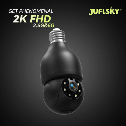 2K FHD Smart Bulb Security Camera - Wireless Indoor Light Socket Cam With 360° Panoramic PTZ, 5G/2.4G WiFi, Motion Tracking & Auto Alerts, Color Night Vision & Two-Way TalkFHD