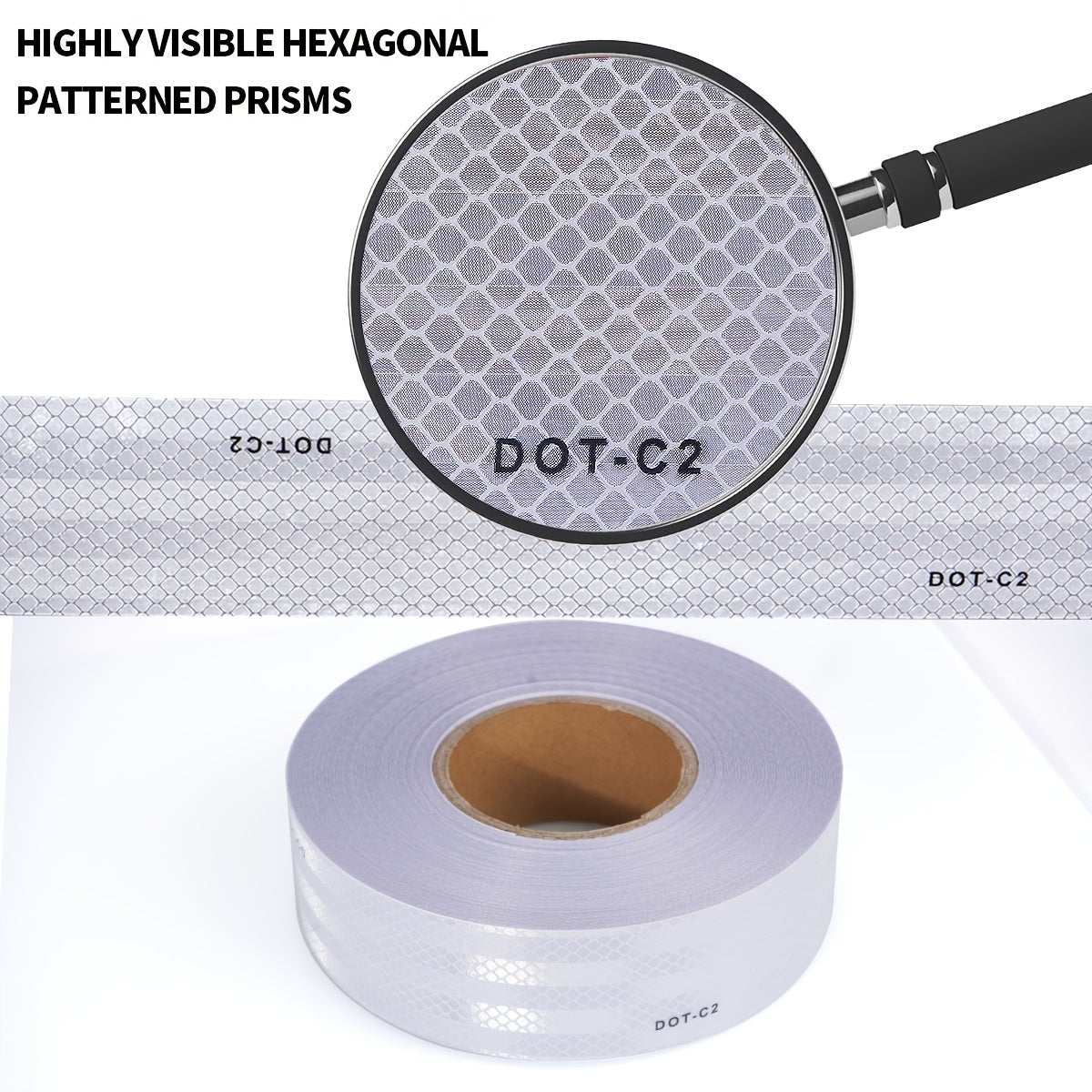 DOT-C2 Reflective Safety Tape for Vehicles - Waterproof, Self-Adhesive PET Material, Night Visibility Warning Decal for Cars, Bikes, Motorcycles, and Traffic Signs - Durable Weatherproof Marking Tape for Road Transport and Ha