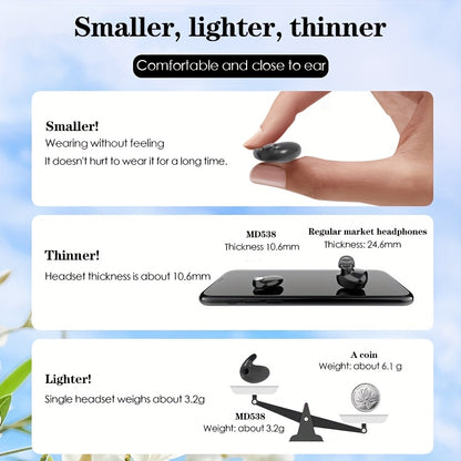 Ultra Thin Wireless Sleep Earbuds, Invisible Earphones, BT5.3 Side Sleeping Special Small Ear Canal Sleep Earphones, Invisible In Ear Mini Earphones, Suitable for Samsung/Android