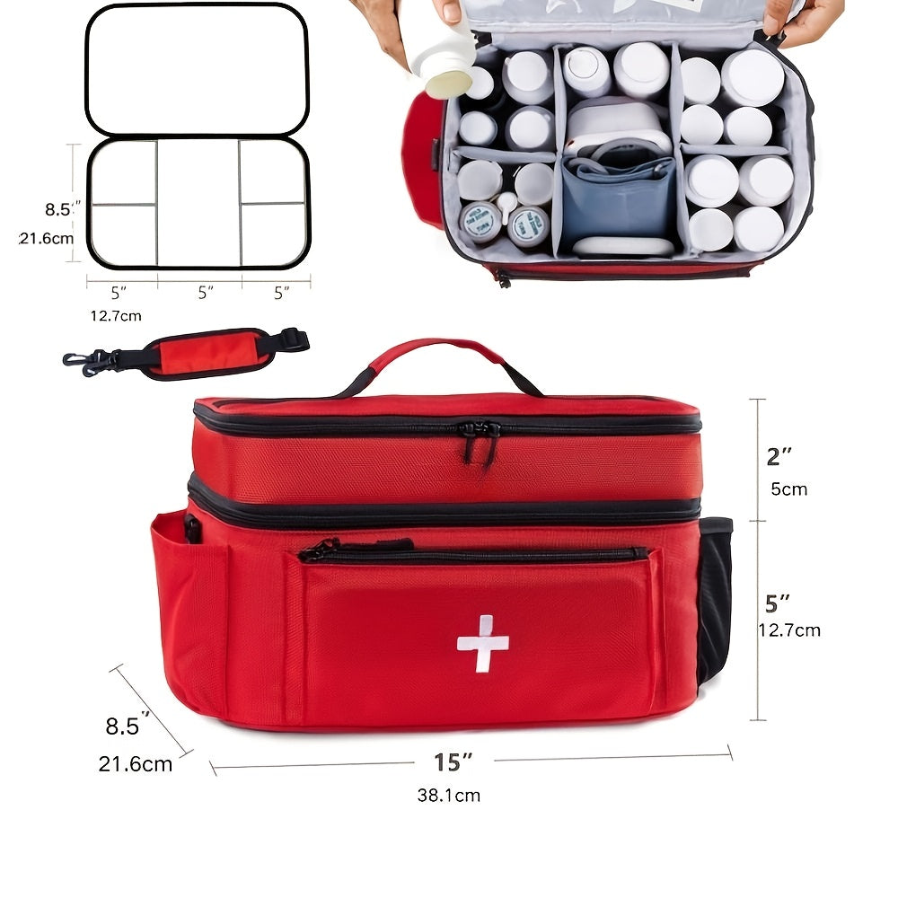 1pc Medical First Aid Kit, Multi-Pocket Medical Travel Bag, First Aid Supplies Storage Bag. Suitable for Storing Outdoor Sports Medical First Aid Supplies And Carrying First Aid Items When Traveling, Best for Christmas, Perfe