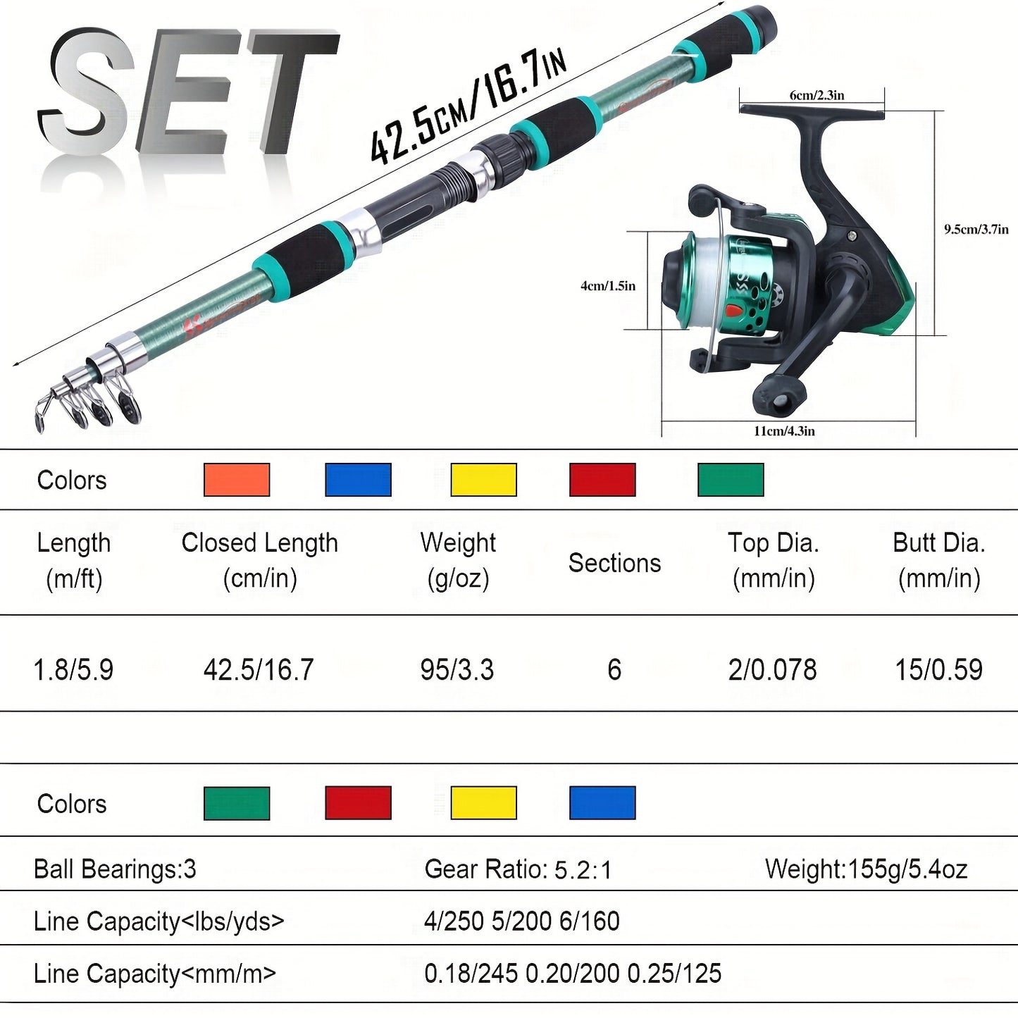 Sougayilang Fishing Rod Combo Set, 1.8m Telescopic Sea Fishing Pole With Reel, Line, Lures & Accessories For Beginners