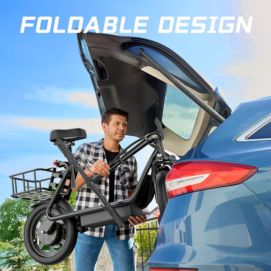 AOVOPRO ESBSPRO Electric Scooter with Seat & Cargo/ Basket - 20 MPH, 50-60 Mile Range, 500W Motor & 48V Battery, Dual Suspension, Height-Adjustable Commuter eScooter for s, Pets, for-hire (display & lock Included)