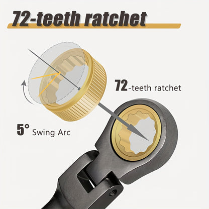 8pcs Ratcheting Wrench Set, SAE, Combination Wrench Set, 5/16" to 3/4", 72-Teeth, Flex-Head for Automotive, Car, Motorcycle, Bicycle, Mechanical Tool, Nickel Plating Sandblast Finish Cr-V Steel