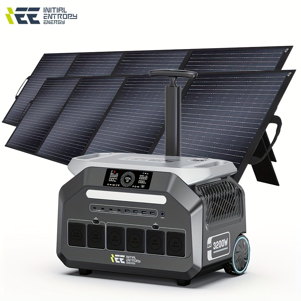 IEE P3200 Power Station 200W 400W Solar Panel (Optional), 2048Wh/3200W (6400Peak) Solar Generator, 1800W Super Fast Charging, LiFePO4 Battery, APP Control Emergency Power Station for Home, Camping, Power Outages